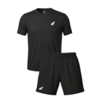 Front view of Gabriq black combi set, providing comfort and flexibility for padel players.