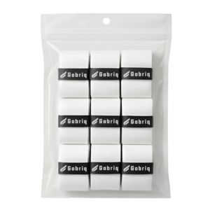 Nine-pack of Gabriq white grips, designed for an extra sticky feel, providing unbeatable grip and control during padel matches.