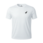 Front view of the Gabriq white performance shirt, designed for comfort and flexibility during intense padel play.