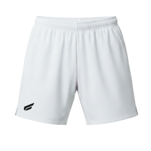 Front view of Gabriq white performance shorts, designed for active players seeking comfort and flexibility.