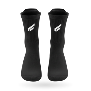 Front view of Gabriq black performance socks, designed for athletes seeking comfort and style.
