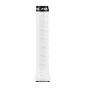 Gabriq white grip wrapped around a racket handle, offering extra tackiness for a secure, non-slip feel and better control.