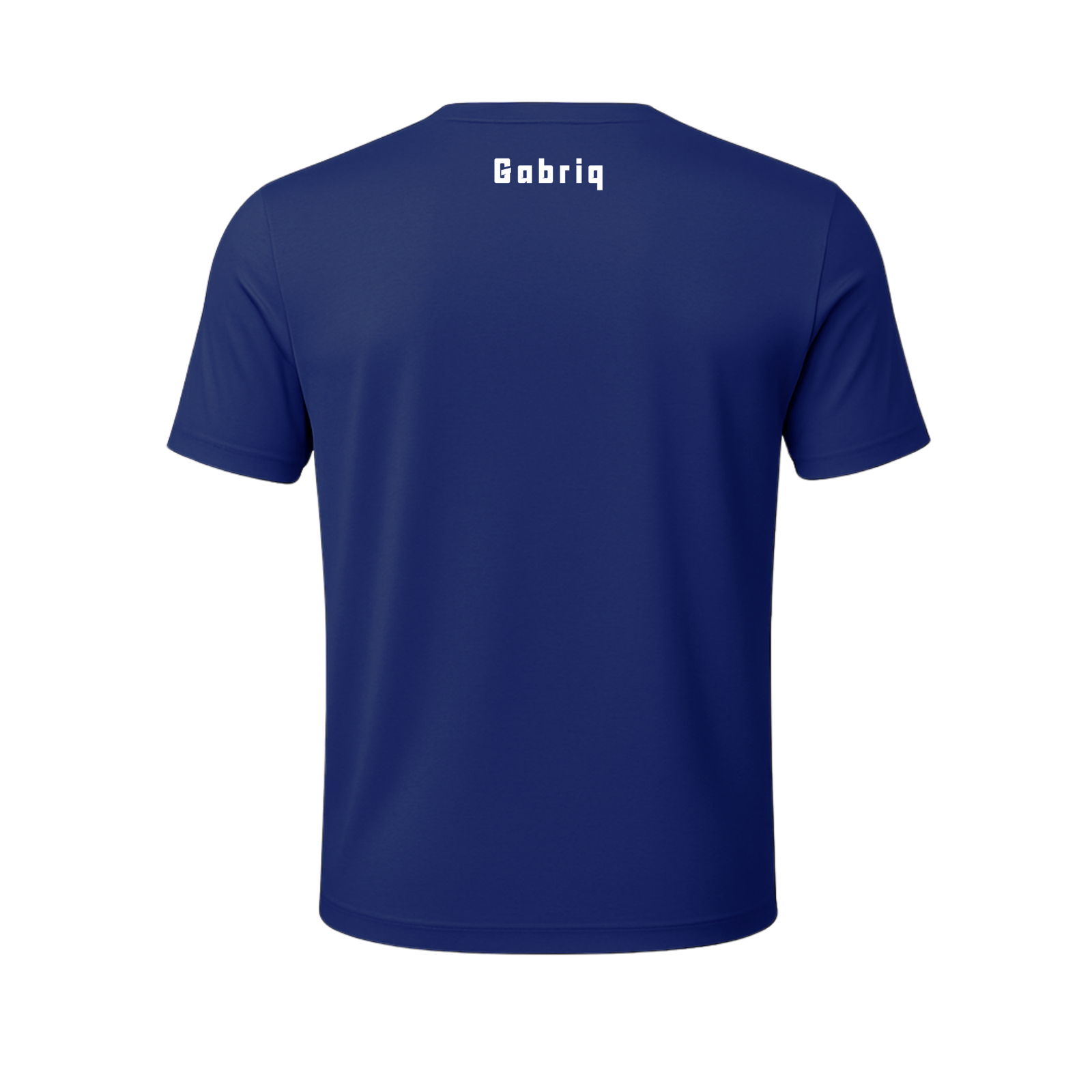 Back view of the Gabriq navy performance shirt, designed for optimal movement and comfort during sports activities.