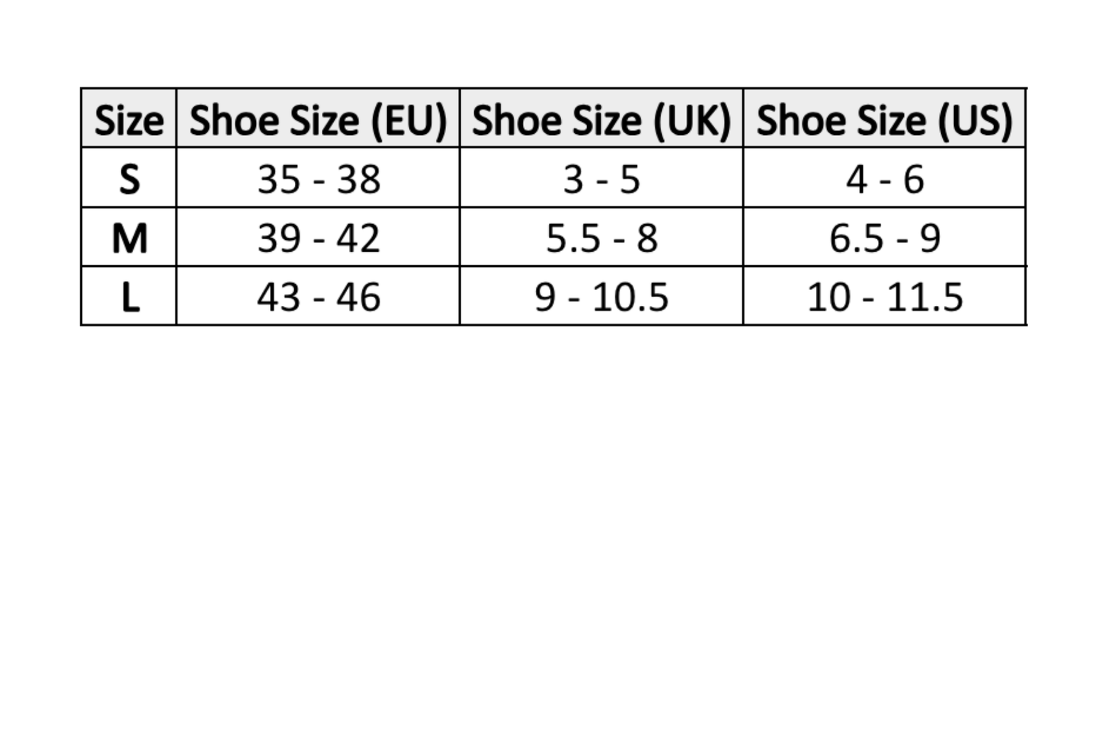 Socks Size Chart Gabriq