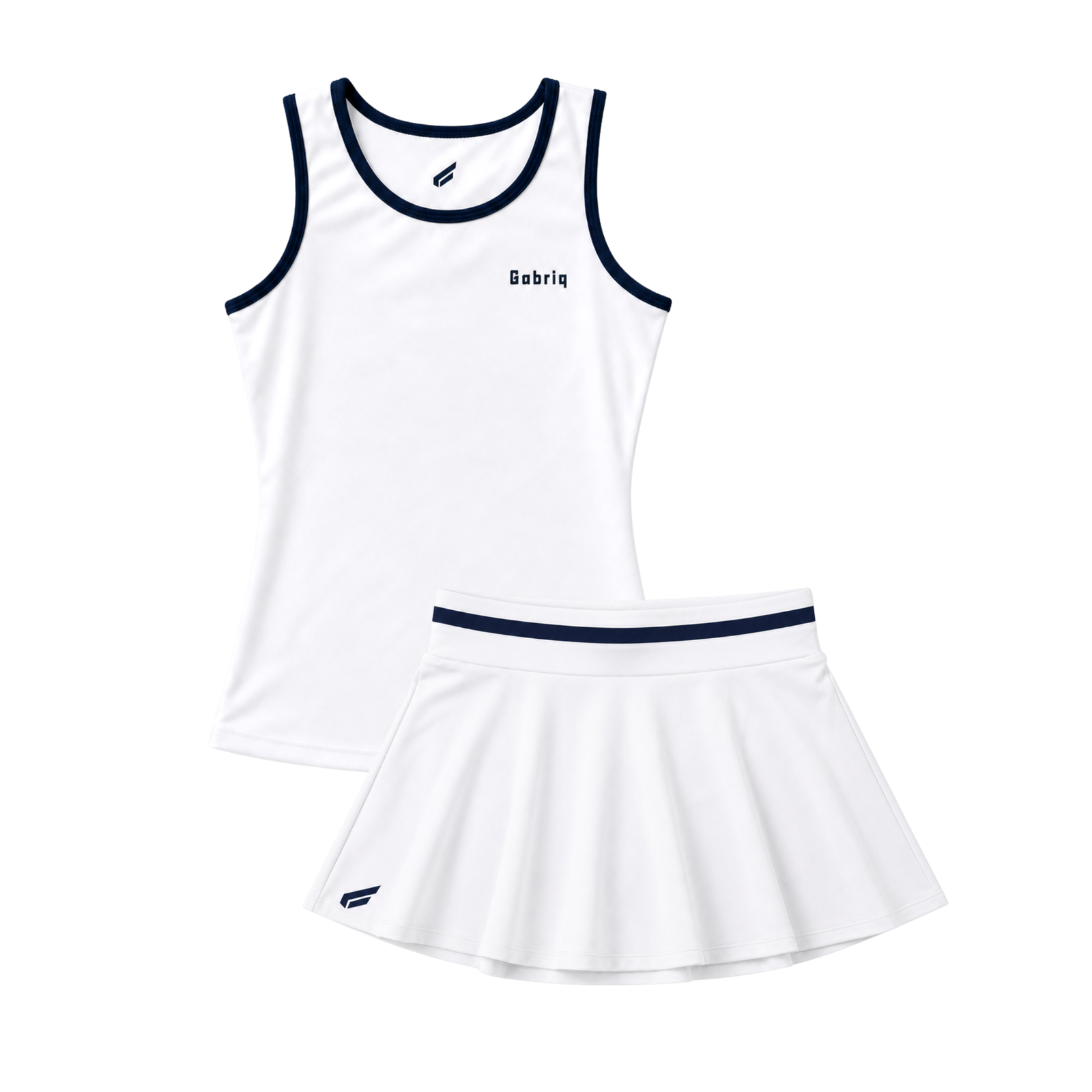 White Gabriq Performance Top combined with the Performance Skirt